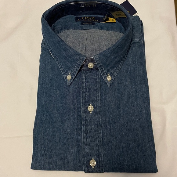 NWT Polo Ralph Lauren Men’s Classic Fit Denim Button Down Long Sleeve Shirt. 2XL - Picture 6 of 12